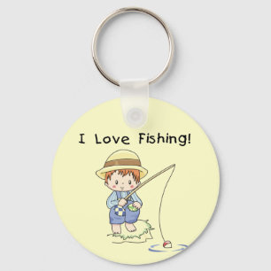 男の子I愛魚釣りTシャツとギフト キーホルダー