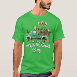 男の子St patricks dayトラックの車の運のシャマーの負荷 Tシャツ
