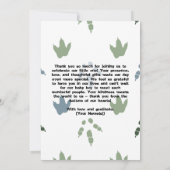 男の子Tレックスの赤ちゃんシャワーを鳴らす サンキューカード (裏面)