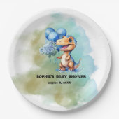 男の子Tレックスの赤ちゃんシャワーを鳴らす ペーパープレート (正面)