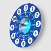 男の学子はタイムブルーに車の時計と呼ばれる ラージ壁時計 (傾斜)