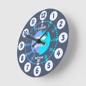 男の学子はタイムブルーのグレーを車の時計と呼ぶ ラウンド壁時計 (傾斜)