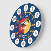 男の学子はタイムブルーの赤を教える車の時計 ラージ壁時計 (傾斜)