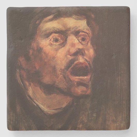 男の怒頭（悲しみと苦しみ） ストーンコースター (正面)