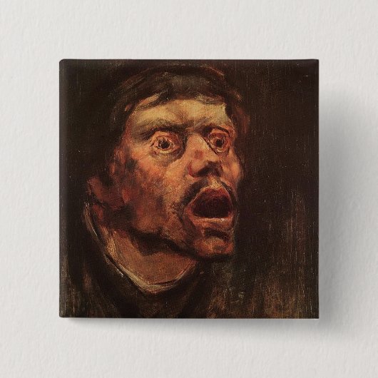 男の怒頭（悲しみと苦しみ） 缶バッジ (正面)