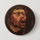 男の怒頭（悲しみと苦しみ） 缶バッジ (正面)