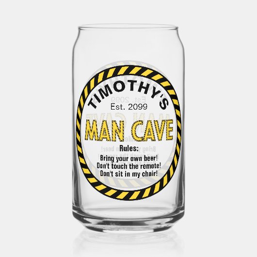 男の洞窟の注意テープビール缶ガラス ガラス缶 (裏面)