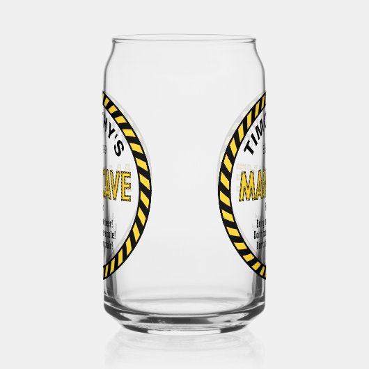 男の洞窟の注意テープビール缶ガラス ガラス缶 (右)