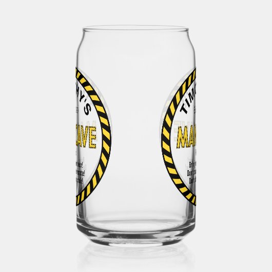 男の洞窟の注意テープビール缶ガラス ガラス缶 (左)