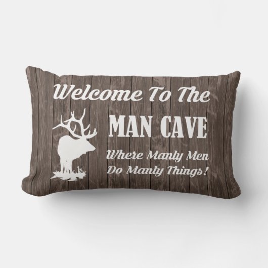 男の洞窟へようこそ!クッション ランバークッション (正面)