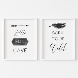 男の洞窟生まれは野生の黒の子供部屋ポスター