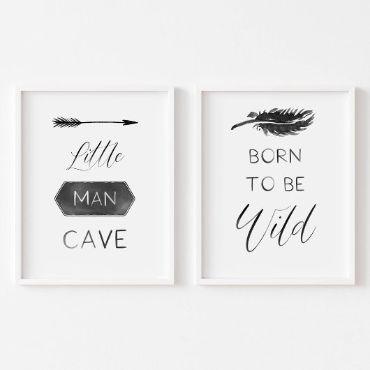 男の洞窟生まれは野生の黒の子供部屋ポスター