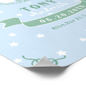 男の生まれたばかりの子のパーソナライズされたベビー ポスター (角)