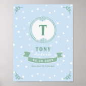 男の生まれたばかりの子のパーソナライズされたベビー ポスター (正面)