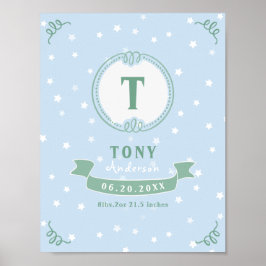 男の生まれたばかりの子のパーソナライズされたベビー ポスター