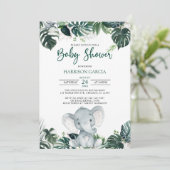 男の男女兼用子の象の赤ちゃんシャワー 招待状 (スタンド正面)