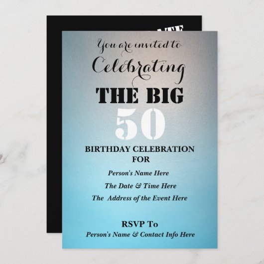 『男の祝大物』（いつでも） 招待状 (正面/裏面)