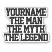 男の神話の伝説のパーソナライズされたキスカットのビニール シール (正面)