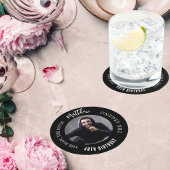 男の神話の伝説の写真の白黒誕生日パーティー ラウンドペーパーコースター