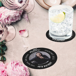 男の神話の伝説の写真の白黒誕生日パーティー ラウンドペーパーコースター