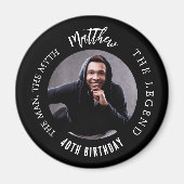 男の神話の伝説の写真の白黒誕生日 マグネット (正面)