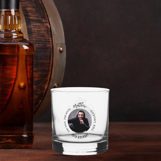 男の神話の伝説の写真の誕生日パーティー ウイスキーグラス