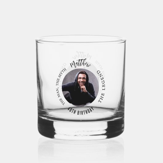 男の神話の伝説の写真の誕生日パーティー ウイスキーグラス (裏面)
