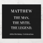 男の神話の伝説の写真の誕生日パーティー ビールラベル (シングルラベル)