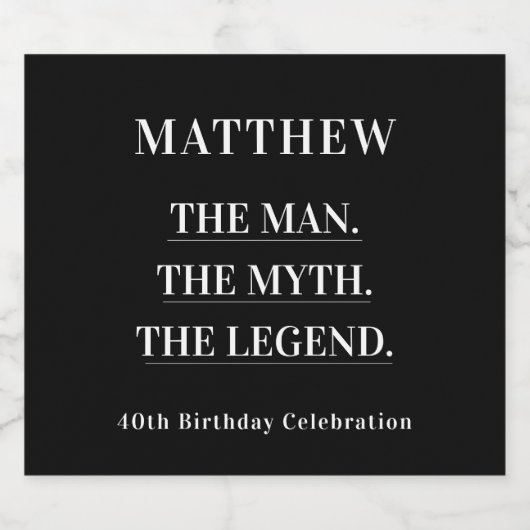 男の神話の伝説の写真の誕生日パーティー ビールラベル (シングルラベル)