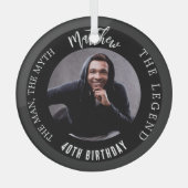 男の神話の伝説の写真の誕生日 ガラスオーナメント (正面)