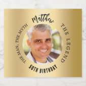 男の神話の伝説の写真の金ゴールド誕生日パーティー ビールラベル (シングルラベル)