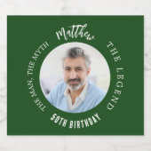 男の神話の伝説の写真エメラルドグリーン誕生日パーティー ビールラベル (シングルラベル)