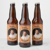 男の神話の伝説の写真テラコッタ誕生日パーティー ビールラベル (ボトル)