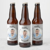 男の神話の伝説の写真銀誕生日パーティー ビールラベル (ボトル)