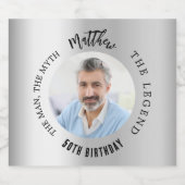男の神話の伝説の写真銀誕生日パーティー ビールラベル (シングルラベル)