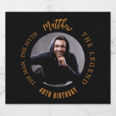 男の神話の伝説の写真黒い金ゴールド誕生日パーティー ビールラベル (シングルラベル)