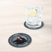 男の神話の伝説フォトチャコールグレーの誕生日パーティー ラウンドペーパーコースター (インサイチュ)