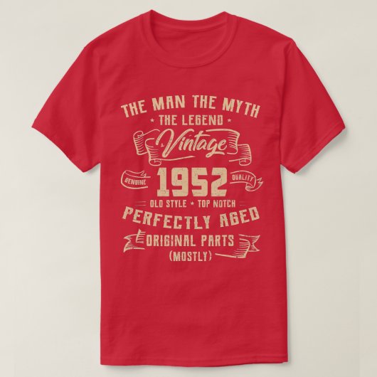 男の神話の伝説1952 70年の誕生日70年 Tシャツ (デザイン正面)