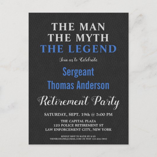 男の神話レジェンドポリス引退パーティー インビテーションポストカード (正面)