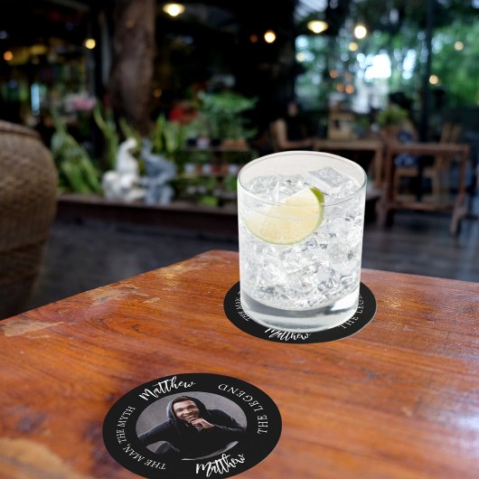 男の神話伝説の写真　白黒パーティー ラウンドペーパーコースター