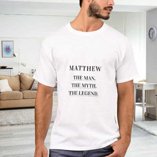 男の神話伝説ネームプレートおもしろ Tシャツ