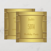 男の純金 男の50歳の誕生日パーティー 招待状 (正面/裏面)
