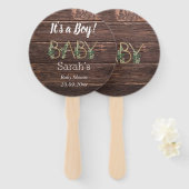 男の素朴子かわいいスローガン赤ちゃんシャワーカスタムだ ハンドファン (正面&裏面)