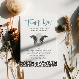 男の素朴子の牛の赤ちゃんシャワー サンキューカード