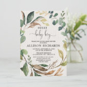 男の素朴子の赤ちゃんシャワー、森林の緑 招待状 (スタンド正面)