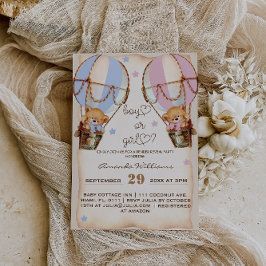 男の素朴子または女の子ピンクの青いクマの性別を明かす 招待状