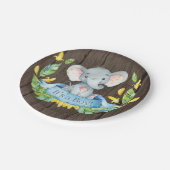 男の素朴子エレファントベイビーシャワーブルー紙プレート ペーパープレート (アングル)