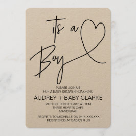 男の素朴子ベビーシャワー招待状 招待状