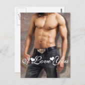 『男の胸の裸写真愛してる』 ポストカード (正面/裏面)