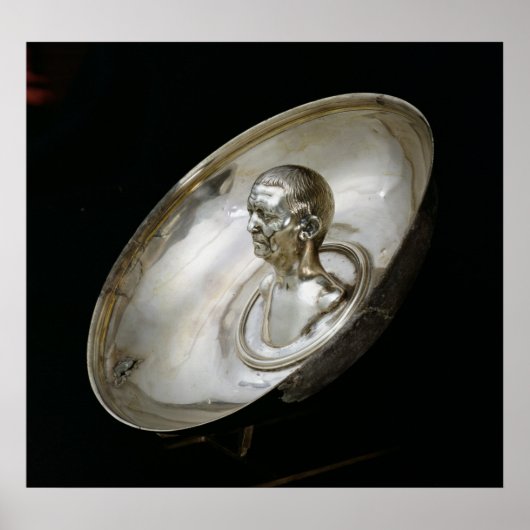 男の胸像を入れた皿 ポスター (正面)